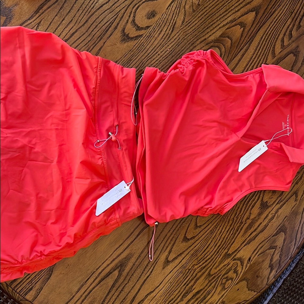 Taylor Mathew Vibrant Coral golf outfit with Drawstring Waist